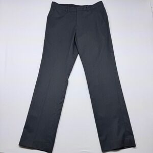 Calvin Klein Mens Gray Micro Check Dress Pants 31x32 Flat Front Straight Leg